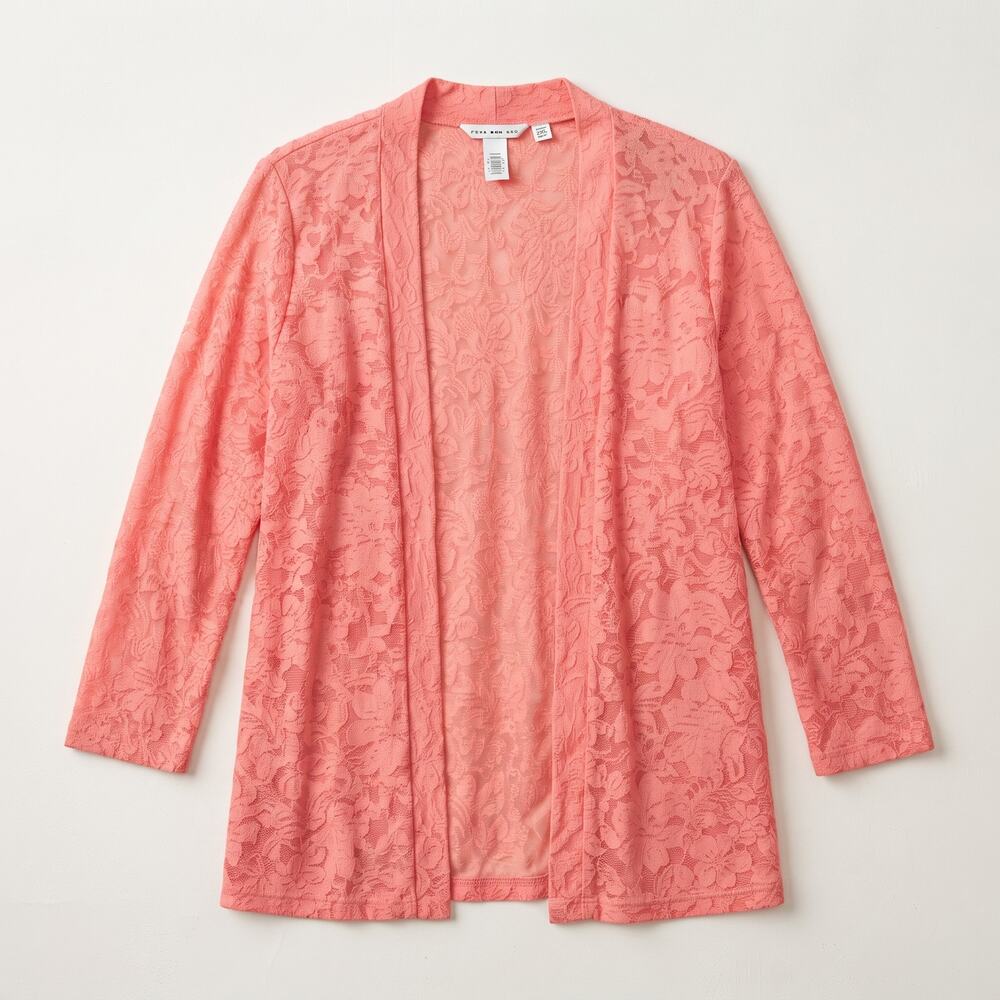 Susan Graver Womens 2XP Romantic Coastal Resortwear Liquid Knit Open Cardigan
